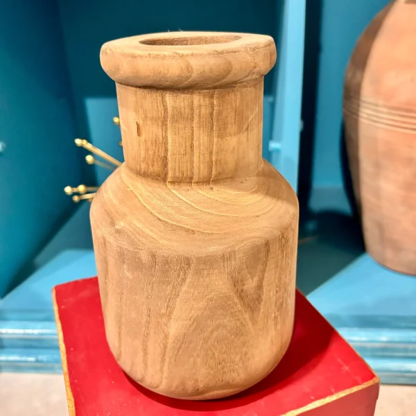 Vaso em Madeira Natural - 22 cm de Altura